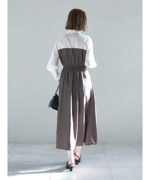 YECCA VECCA（イェッカヴェッカ）の「ベアドッキングワンピース（ワンピース・レディース・ベージュ/チャコールグレー・FREE）」の12枚目の写真