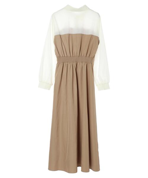 YECCA VECCA（イェッカヴェッカ）の「ベアドッキングワンピース（ワンピース・レディース・ベージュ/チャコールグレー・FREE）」の10枚目の写真