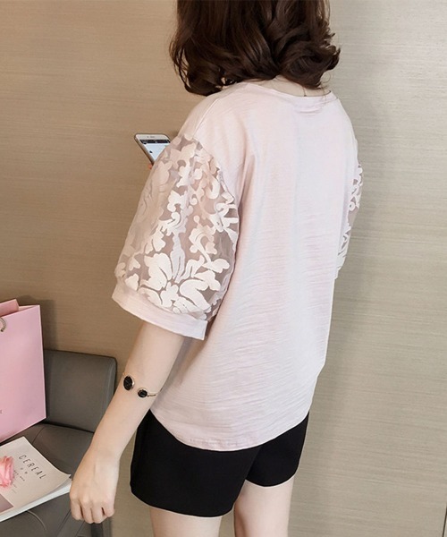 Miniministore（ミニミニストア）の「ブラウス レディース 着やせ（Tシャツ/カットソー・レディース・ピンク/ホワイト/ブラック・FREE）」の3枚目の写真