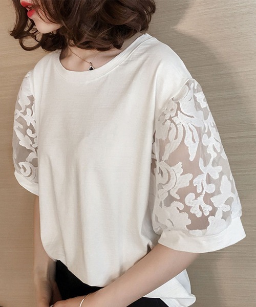 Miniministore（ミニミニストア）の「ブラウス レディース 着やせ（Tシャツ/カットソー・レディース・ピンク/ホワイト/ブラック・FREE）」の4枚目の写真