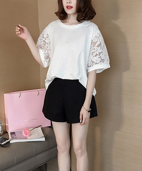 Miniministore（ミニミニストア）の「ブラウス レディース 着やせ（Tシャツ/カットソー・レディース・ピンク/ホワイト/ブラック・FREE）」の5枚目の写真