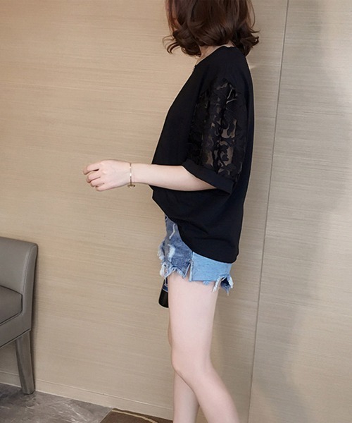 Miniministore（ミニミニストア）の「ブラウス レディース 着やせ（Tシャツ/カットソー・レディース・ピンク/ホワイト/ブラック・FREE）」の6枚目の写真