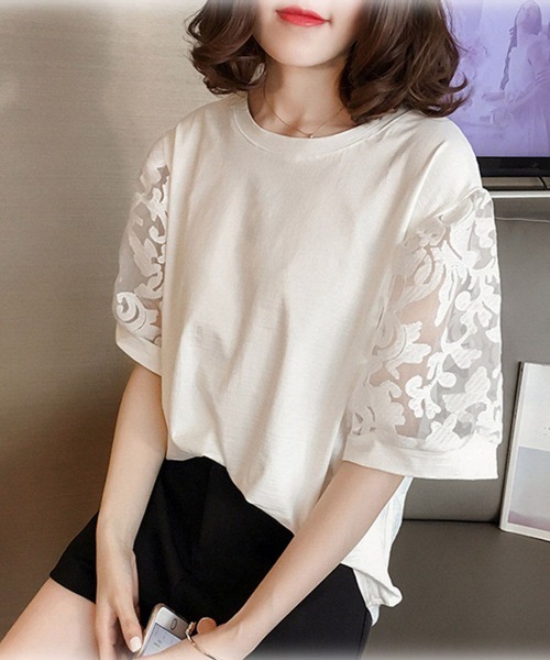 Miniministore（ミニミニストア）の「ブラウス レディース 着やせ（Tシャツ/カットソー・レディース・ピンク/ホワイト/ブラック・FREE）」の12枚目の写真