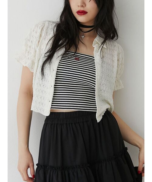 jouetie（ジュエティ）の「レースパフスリーブブラウス（シャツ/ブラウス・レディース・レッド/オフホワイト/イエロー/ブラック・MEDIUM）」の5枚目の写真