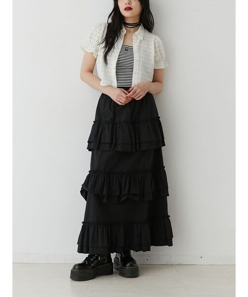 jouetie（ジュエティ）の「レースパフスリーブブラウス（シャツ/ブラウス・レディース・レッド/オフホワイト/イエロー/ブラック・MEDIUM）」の7枚目の写真