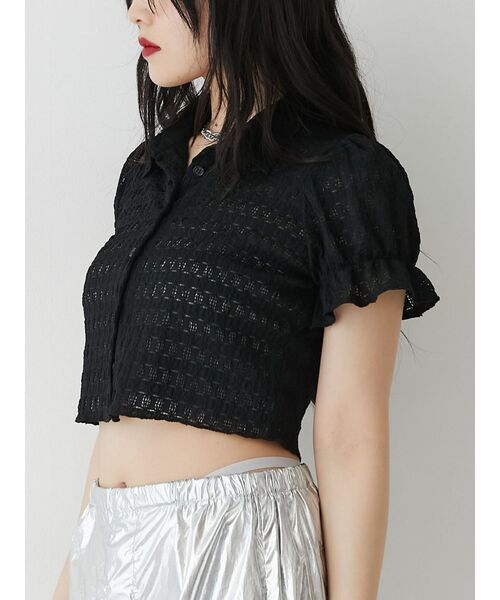 jouetie（ジュエティ）の「レースパフスリーブブラウス（シャツ/ブラウス・レディース・レッド/オフホワイト/イエロー/ブラック・MEDIUM）」の12枚目の写真