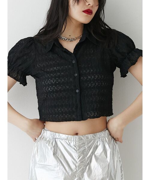 jouetie（ジュエティ）の「レースパフスリーブブラウス（シャツ/ブラウス・レディース・レッド/オフホワイト/イエロー/ブラック・MEDIUM）」の13枚目の写真