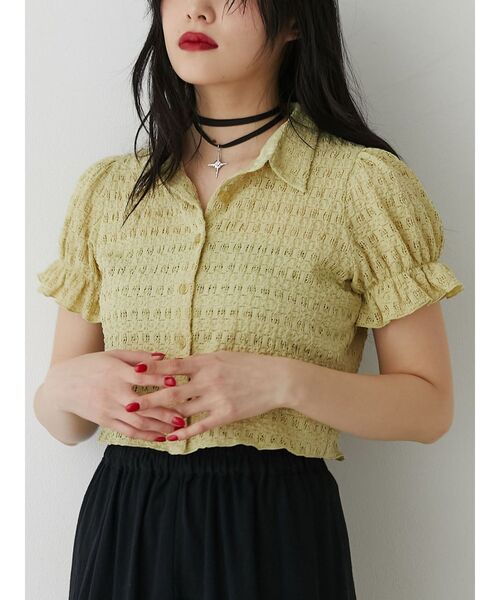 jouetie（ジュエティ）の「レースパフスリーブブラウス（シャツ/ブラウス・レディース・レッド/オフホワイト/イエロー/ブラック・MEDIUM）」の16枚目の写真