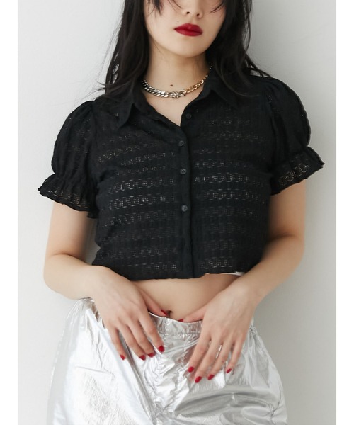 jouetie（ジュエティ）の「レースパフスリーブブラウス（シャツ/ブラウス・レディース・レッド/オフホワイト/イエロー/ブラック・MEDIUM）」の3枚目の写真