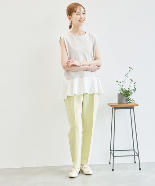 ROPE' PICNIC（ロペピクニック）の「サッカージャージ異素材トップス/リンクコーデ（Tシャツ/カットソー・レディース・グレー/サックスブルー/ネイビー/ベージュ系その他・38）」の10枚目の写真