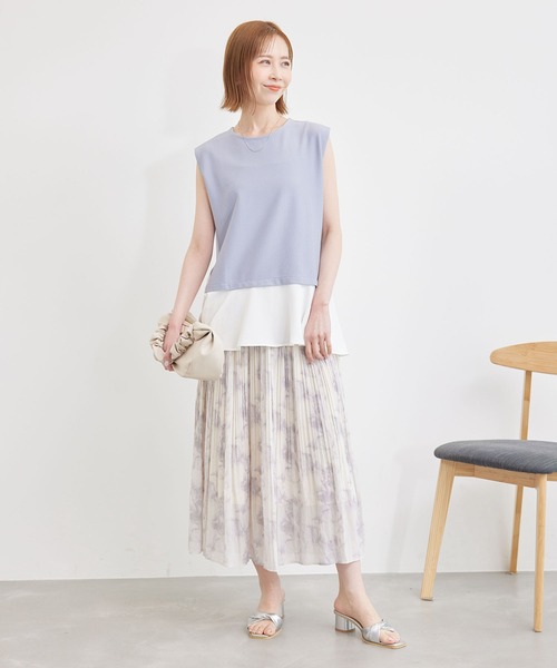 ROPE' PICNIC（ロペピクニック）の「サッカージャージ異素材トップス/リンクコーデ（Tシャツ/カットソー・レディース・グレー/サックスブルー/ネイビー/ベージュ系その他・38）」の17枚目の写真