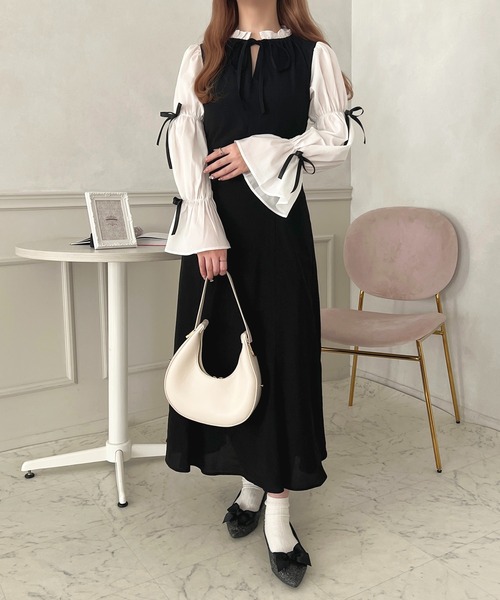 apres jour（アプレジュール）の「フロントリボンマムルークワンピース