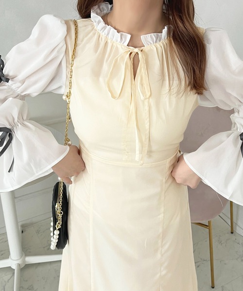 apres jour（アプレジュール）の「フロントリボンマムルークワンピース