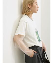 Samansa Mos2 blue | ◎チュールプルオーバー+キャミソールセット(Tシャツ/カットソー)