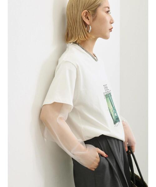 Samansa Mos2 blue（サマンサモスモスブルー）の「◎チュールプルオーバー+キャミソールセット（Tシャツ/カットソー・レディース・ベージュ/オフホワイト/ブラック・F）」の3枚目の写真