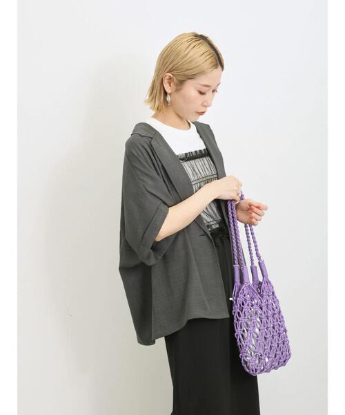 Samansa Mos2 blue（サマンサモスモスブルー）の「◎チュールプルオーバー+キャミソールセット（Tシャツ/カットソー・レディース・ベージュ/オフホワイト/ブラック・F）」の18枚目の写真