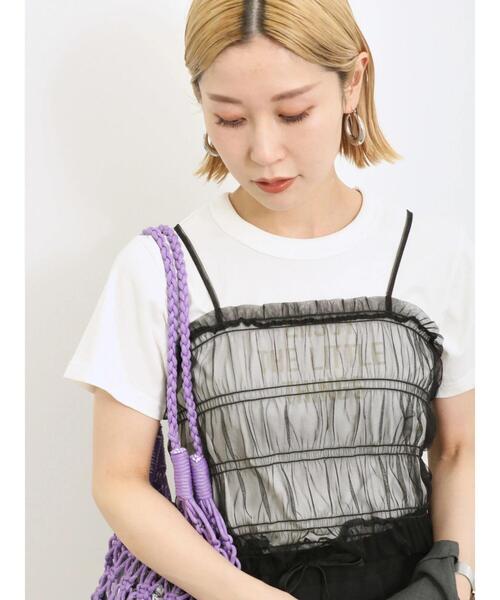 Samansa Mos2 blue（サマンサモスモスブルー）の「◎チュールプルオーバー+キャミソールセット（Tシャツ/カットソー・レディース・ベージュ/オフホワイト/ブラック・F）」の16枚目の写真