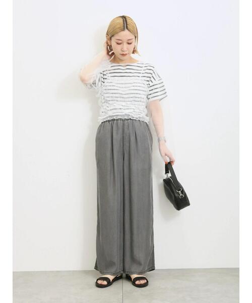 Samansa Mos2 blue（サマンサモスモスブルー）の「◎チュールプルオーバー+キャミソールセット（Tシャツ/カットソー・レディース・ベージュ/オフホワイト/ブラック・F）」の8枚目の写真