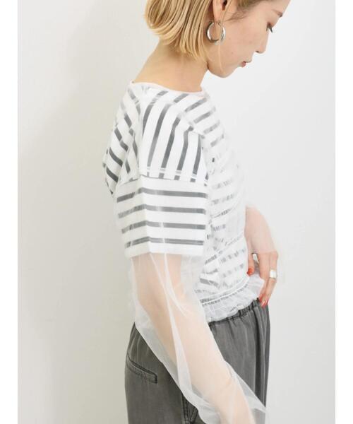 Samansa Mos2 blue（サマンサモスモスブルー）の「◎チュールプルオーバー+キャミソールセット（Tシャツ/カットソー・レディース・ベージュ/オフホワイト/ブラック・F）」の10枚目の写真