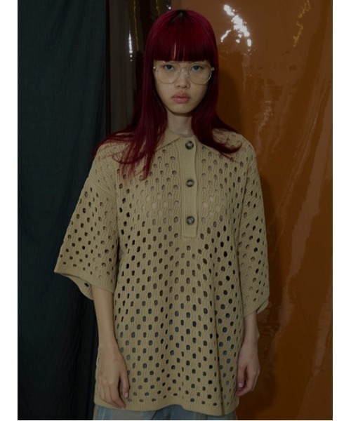 AMAIL（アマイル）の「Hole hole knit（ニット/セーター・レディース・ブルー/ベージュ・FREE）」の7枚目の写真