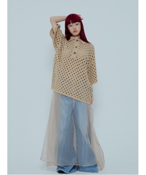 AMAIL（アマイル）の「Hole hole knit（ニット/セーター・レディース・ブルー/ベージュ・FREE）」の6枚目の写真