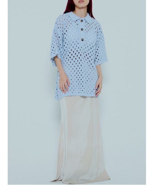 AMAIL（アマイル）の「Hole hole knit（ニット/セーター・レディース・ブルー/ベージュ・FREE）」の5枚目の写真