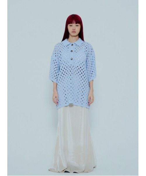 AMAIL（アマイル）の「Hole hole knit（ニット/セーター・レディース・ブルー/ベージュ・FREE）」の4枚目の写真