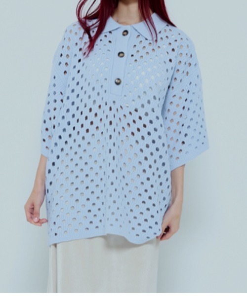 AMAIL（アマイル）の「Hole hole knit（ニット/セーター・レディース・ブルー/ベージュ・FREE）」の20枚目の写真