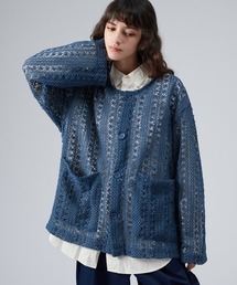 JACQUARD LACE SHEER SHIRT CARDIGAN / ジャガードレースシアーシャツカーディガン
