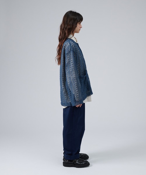 ONCILY（オンシェリー）の「JACQUARD LACE SHEER SHIRT CARDIGAN / ジャガードレースシアーシャツカーディガン（シャツ/ブラウス・メンズ・ブラック/ブルー・LARGE/MEDIUM）」の11枚目の写真