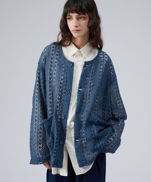 JACQUARD LACE SHEER SHIRT CARDIGAN / ジャガードレースシアーシャツ