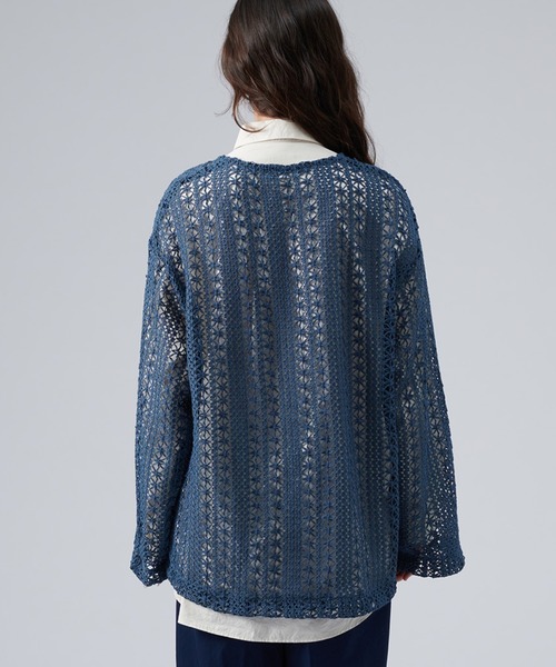 セール】JACQUARD LACE SHEER SHIRT CARDIGAN / ジャガード