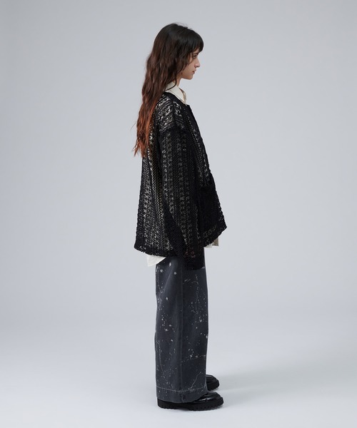ONCILY（オンシェリー）の「JACQUARD LACE SHEER SHIRT CARDIGAN / ジャガードレースシアーシャツカーディガン（シャツ/ブラウス・メンズ・ブラック/ブルー・LARGE/MEDIUM）」の20枚目の写真