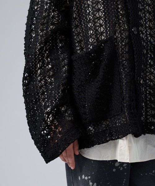 セール】JACQUARD LACE SHEER SHIRT CARDIGAN / ジャガード