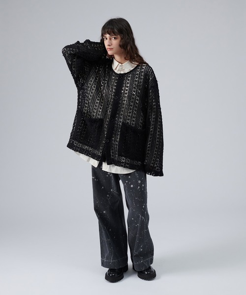 JACQUARD LACE SHEER SHIRT CARDIGAN / ジャガードレースシアー