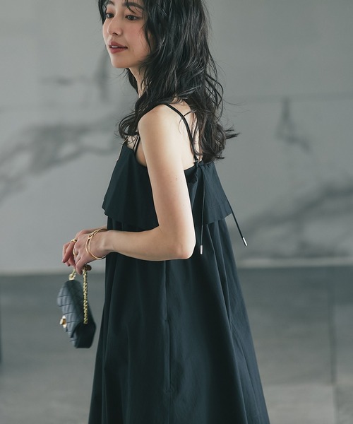 La boutique BonBon（ラブティックボンボン）の「Aラインキャミワンピース（ワンピース・レディース・ブラック/ベージュ・FREE）」の9枚目の写真