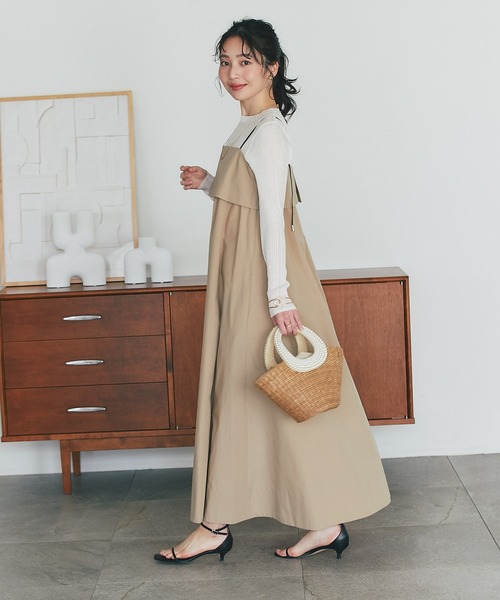 La boutique BonBon（ラブティックボンボン）の「Aラインキャミワンピース（ワンピース・レディース・ブラック/ベージュ・FREE）」の6枚目の写真