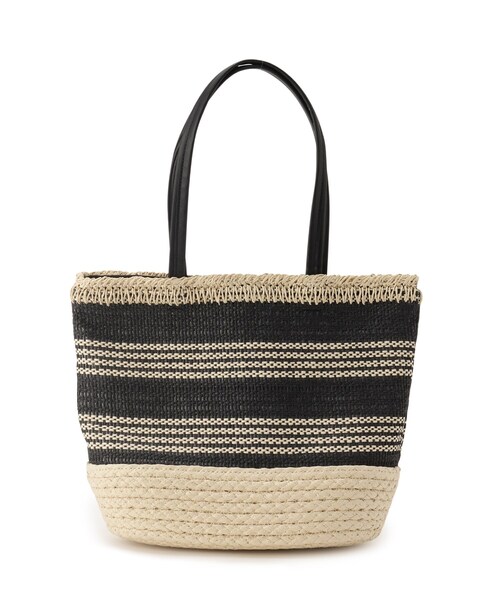 SHOO・LA・RUE（シューラルー）の「◆ボーダーペーパートートバッグ（トートバッグ・レディース・ブラック系2/オレンジ系その他4/キャメル・00）」の2枚目の写真