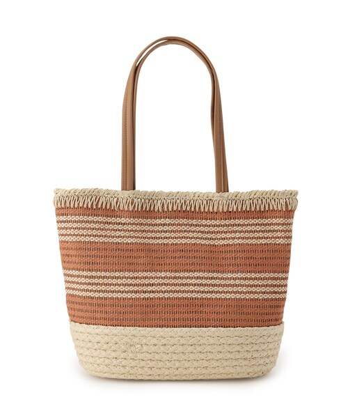 SHOO・LA・RUE（シューラルー）の「◆ボーダーペーパートートバッグ（トートバッグ・レディース・ブラック系2/オレンジ系その他4/キャメル・00）」の5枚目の写真