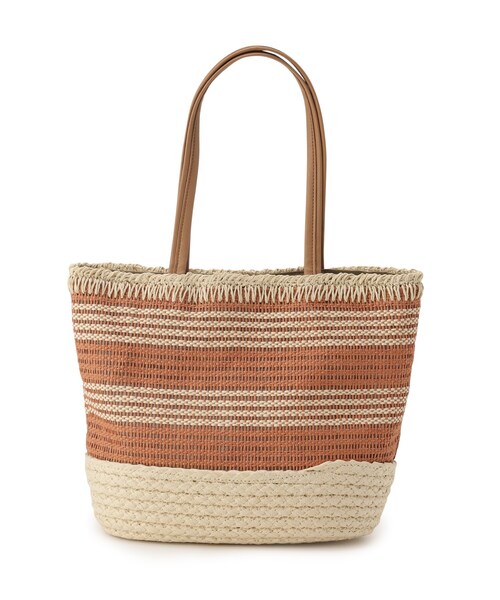 SHOO・LA・RUE（シューラルー）の「◆ボーダーペーパートートバッグ（トートバッグ・レディース・ブラック系2/オレンジ系その他4/キャメル・00）」の7枚目の写真