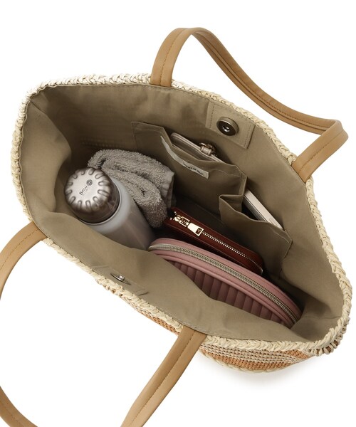 SHOO・LA・RUE（シューラルー）の「◆ボーダーペーパートートバッグ（トートバッグ・レディース・ブラック系2/オレンジ系その他4/キャメル・00）」の12枚目の写真