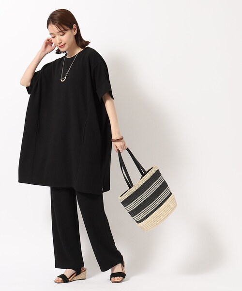 SHOO・LA・RUE（シューラルー）の「◆ボーダーペーパートートバッグ（トートバッグ・レディース・ブラック系2/オレンジ系その他4/キャメル・00）」の16枚目の写真