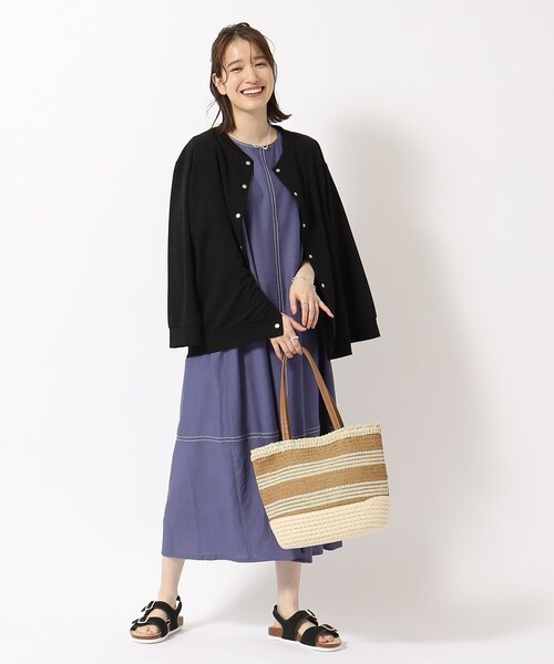 SHOO・LA・RUE（シューラルー）の「◆ボーダーペーパートートバッグ（トートバッグ・レディース・ブラック系2/オレンジ系その他4/キャメル・00）」の18枚目の写真