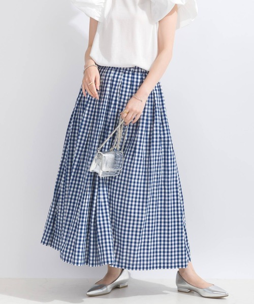 PICCIN(ピッチン)の「【WEB限定】ギンガムチェックコットンフレアスカート(スカート・レディース・ブラック系その他/ブルー系その他・M)」の2枚目の写真