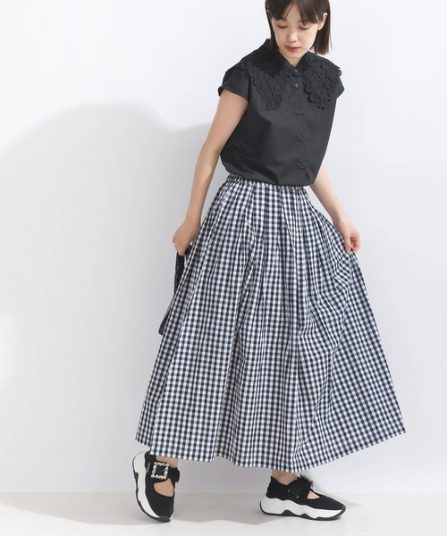 PICCIN(ピッチン)の「【WEB限定】ギンガムチェックコットンフレアスカート(スカート・レディース・ブラック系その他/ブルー系その他・M)」の21枚目の写真