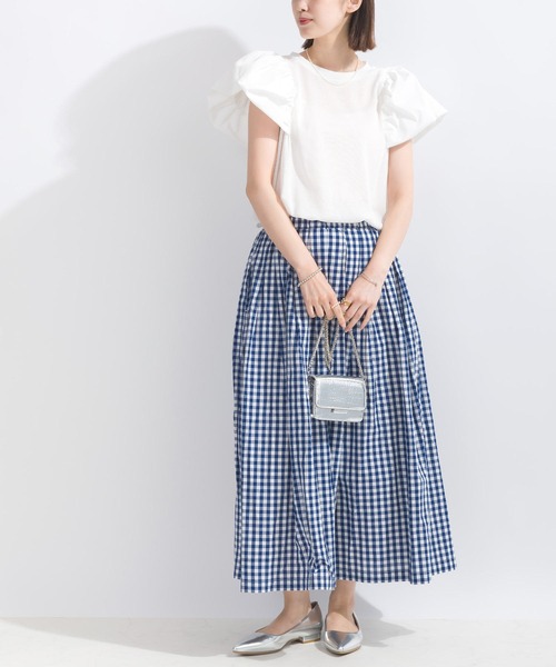 PICCIN(ピッチン)の「【WEB限定】ギンガムチェックコットンフレアスカート(スカート・レディース・ブラック系その他/ブルー系その他・M)」の9枚目の写真