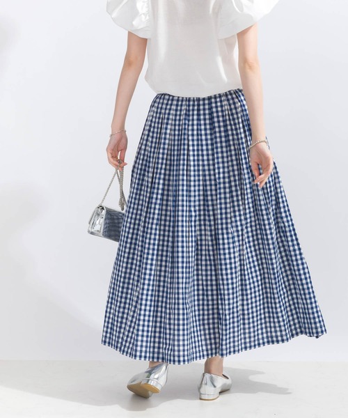 PICCIN(ピッチン)の「【WEB限定】ギンガムチェックコットンフレアスカート(スカート・レディース・ブラック系その他/ブルー系その他・M)」の7枚目の写真