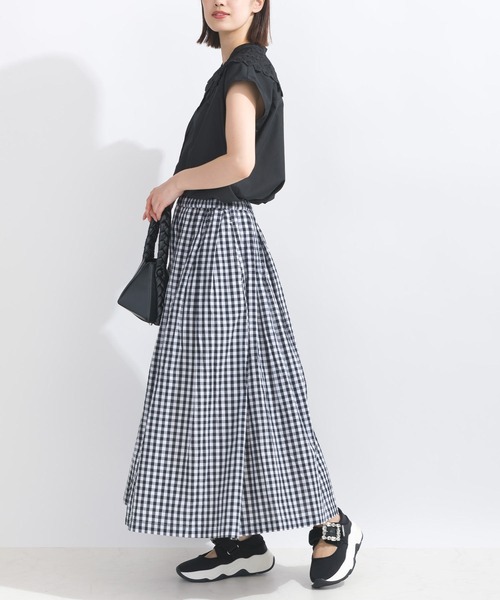 PICCIN(ピッチン)の「【WEB限定】ギンガムチェックコットンフレアスカート(スカート・レディース・ブラック系その他/ブルー系その他・M)」の22枚目の写真