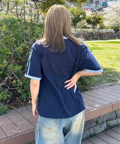 NERDY 公式正規品 womans バーシティ ロゴ リンガー 半袖Tシャツ カレッジロゴリンガーTシャツ – PIXIUM