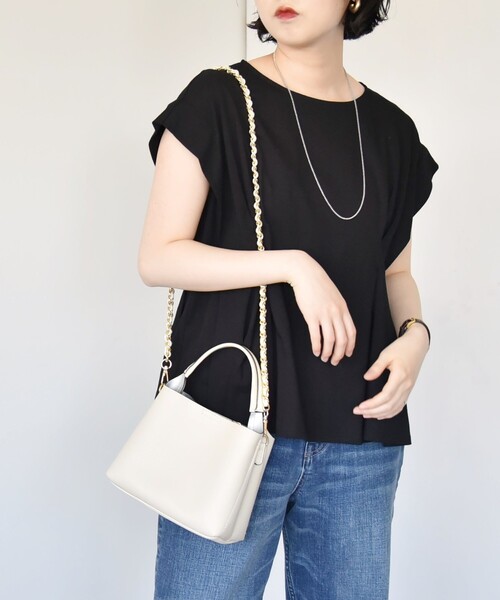 quaranciel（カランシエル）の「quaranciel:〈手洗い可能〉ウエストシェイプ フレンチスリーブ TEE（Tシャツ/カットソー・レディース・ホワイト/ブラック/カーキ・ONE SIZE）」の14枚目の写真